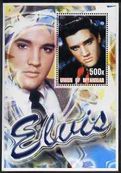 Myanmar 2001 Elvis Presley #2 perf m/sheet containing 1 x 500k value unmounted mint