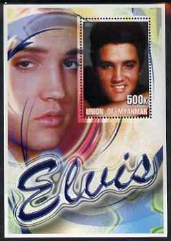 Myanmar 2001 Elvis Presley #5 perf m/sheet containing 1 x 500k value unmounted mint
