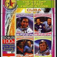 Iraqi Kurdistan Region 2005 History of Space - Cuba perf sheetlet containing 4 values with 100th Anniversary of Scouting in margin, unmounted mint