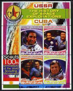 Iraqi Kurdistan Region 2005 History of Space - Cuba perf sheetlet containing 4 values with 100th Anniversary of Scouting in margin, unmounted mint