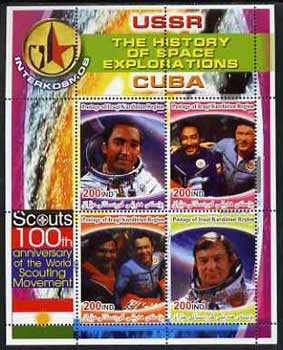 Iraqi Kurdistan Region 2005 History of Space - Cuba perf sheetlet containing 4 values with 100th Anniversary of Scouting in margin, unmounted mint