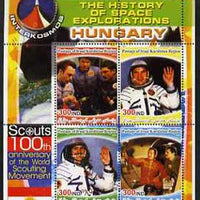 Iraqi Kurdistan Region 2005 History of Space - Hungary perf sheetlet containing 4 values with 100th Anniversary of Scouting in margin, unmounted mint