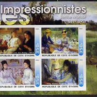 Ivory Coast 2003 Art of the Impressionists - Paintings by Berthe Morisot imperf sheetlet containing 4 values unmounted mint