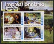 Ivory Coast 2003 Art of the Impressionists - Paintings by Berthe Morisot imperf sheetlet containing 4 values unmounted mint