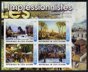 Ivory Coast 2003 Art of the Impressionists - Paintings by Camille Pissarro imperf sheetlet containing 4 values unmounted mint
