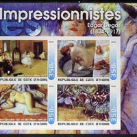 Ivory Coast 2003 Art of the Impressionists - Paintings by Edgar Degas imperf sheetlet containing 4 values unmounted mint