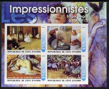 Ivory Coast 2003 Art of the Impressionists - Paintings by Edgar Degas imperf sheetlet containing 4 values unmounted mint