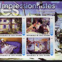 Ivory Coast 2003 Art of the Impressionists - Paintings by Edouard Manet imperf sheetlet containing 4 values unmounted mint