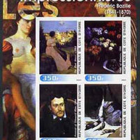 Ivory Coast 2003 Art of the Impressionists - Paintings by Frederic Bazille imperf sheetlet containing 4 values unmounted mint