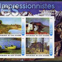 Ivory Coast 2003 Art of the Impressionists - Paintings by Isaac Levitan imperf sheetlet containing 4 values unmounted mint