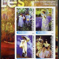 Ivory Coast 2003 Art of the Impressionists - Paintings by John Singer Sargent imperf sheetlet containing 4 values unmounted mint