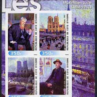 Ivory Coast 2003 Art of the Impressionists - Paintings by Maximilien Luce imperf sheetlet containing 4 values unmounted mint