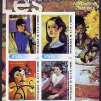 Ivory Coast 2003 Art of the Impressionists - Paintings by Paul Gauguin imperf sheetlet containing 4 values unmounted mint