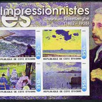 Ivory Coast 2003 Art of the Impressionists - Paintings by Theo Van Rysselberghe imperf sheetlet containing 4 values unmounted mint