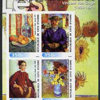Ivory Coast 2003 Art of the Impressionists - Paintings by Van Gogh imperf sheetlet containing 4 values unmounted mint