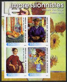 Ivory Coast 2003 Art of the Impressionists - Paintings by Van Gogh imperf sheetlet containing 4 values unmounted mint