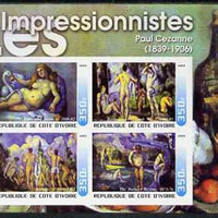 Ivory Coast 2003 Art of the Impressionists - Paintings by Paul Cezanne imperf sheetlet containing 4 values unmounted mint