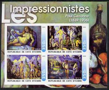 Ivory Coast 2003 Art of the Impressionists - Paintings by Paul Cezanne imperf sheetlet containing 4 values unmounted mint