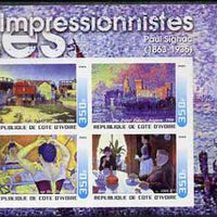 Ivory Coast 2003 Art of the Impressionists - Paintings by Paul Signac imperf sheetlet containing 4 values unmounted mint