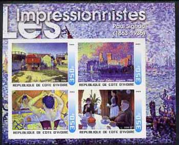 Ivory Coast 2003 Art of the Impressionists - Paintings by Paul Signac imperf sheetlet containing 4 values unmounted mint