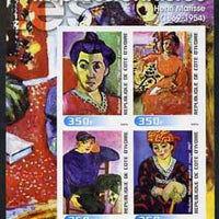 Ivory Coast 2003 Art of the Impressionists - Paintings by Henri Matisse imperf sheetlet containing 4 values unmounted mint