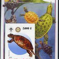 Mali 2005 Dinosaurs #05 - Meiolonia imperf m/sheet with Scout & Rotary Logos, background shows various Turtles unmounted mint