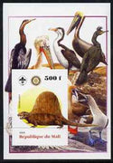 Mali 2005 Dinosaurs #07 - Dimetrodon imperf m/sheet with Scout & Rotary Logos, background shows various Birds unmounted mint