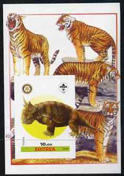 Eritrea 2005 Dinosaurs #02 - Elginia imperf m/sheet with Scout & Rotary Logos, background shows Tigers unmounted mint