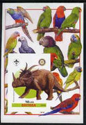 Eritrea 2005 Dinosaurs #03 - Styracosaurus imperf m/sheet with Scout & Rotary Logos, background shows various Parrots unmounted mint