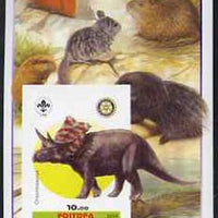 Eritrea 2005 Dinosaurs #07 - Chasmosaurus imperf m/sheet with Scout & Rotary Logos, background shows various Rodents unmounted mint