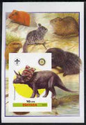 Eritrea 2005 Dinosaurs #07 - Chasmosaurus imperf m/sheet with Scout & Rotary Logos, background shows various Rodents unmounted mint