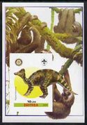 Eritrea 2005 Dinosaurs #08 - Hypacrosaurus imperf m/sheet with Scout & Rotary Logos, background shows various Sloths unmounted mint