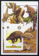 Eritrea 2005 Dinosaurs #10 - Sauropelta imperf m/sheet with Scout & Rotary Logos, background shows various Armadillos unmounted mint