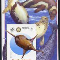 Somalia 2005 Dinosaurs #06 - Doryaspis imperf m/sheet with Scout & Rotary Logos, background shows various Seals unmounted mint