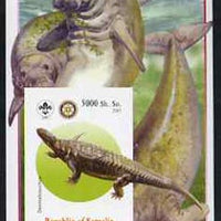 Somalia 2005 Dinosaurs #10 - Desmatosuchus imperf m/sheet with Scout & Rotary Logos, background shows Seals unmounted mint