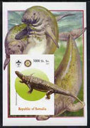 Somalia 2005 Dinosaurs #10 - Desmatosuchus imperf m/sheet with Scout & Rotary Logos, background shows Seals unmounted mint