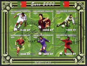 Mozambique 2001 Euro 2000 Football Championship perf sheetlet #1 (Portugal) containing 6 values fine cto used Mi 1950-55