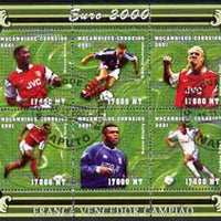 Mozambique 2001 Euro 2000 Football Championship perf sheetlet #1 (France) containing 6 values fine cto used Mi 1956-61