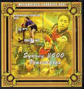 Mozambique 2001 Sydney Olympics perf s/sheet #4 showing Michelle Do (Table Tennis) cto used