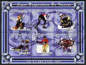 Mozambique 2001 Salt Lake Winter Olympics perf sheetlet #1 containing 6 values fine cto used Mi 1976-81