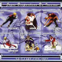 Mozambique 2001 Salt Lake Winter Olympics perf sheetlet #3 containing 6 values fine cto used