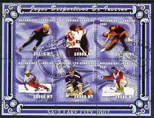 Mozambique 2001 Salt Lake Winter Olympics perf sheetlet #3 containing 6 values fine cto used