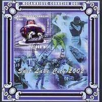 Mozambique 2001 Salt Lake Winter Olympics perf s/sheet #1 showing Armin Zoggeler (Bobsled) fine cto used