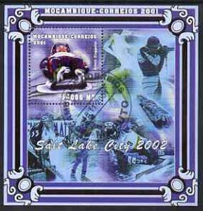 Mozambique 2001 Salt Lake Winter Olympics perf s/sheet #1 showing Armin Zoggeler (Bobsled) fine cto used