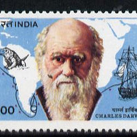 India 1983 Charles Darwin (with Map of Voyage, Ship & Animal) mounted mint SG 1085