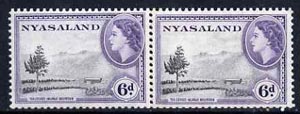 Nyasaland 1953-54 Tea Estate 6d P12 x 12.5 (from def set) coil join pair unmounted mint, as SG 180a