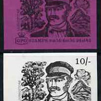 Great Britain 1968-70 Explorers - Livingstone 10s booklet cover proofs on bright purple card (as issued colour) and on white paper, both proofs printed one side only