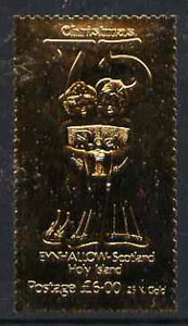 Eynhallow 1975 Christmas £6 perf label showing Angel's Face, embossed in 23 carat gold foil (Rosen #76) unmounted mint