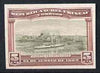 Uruguay 1909 Cruiser in Port Montevideo 5c imperf colour trial proof in grey-green & brown on enamelled card, as SG 283
