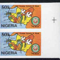 Nigeria 1991 Economic Commission of West African States Summit (ECOWAS) 50k imperf pair unmounted mint, SG 611var